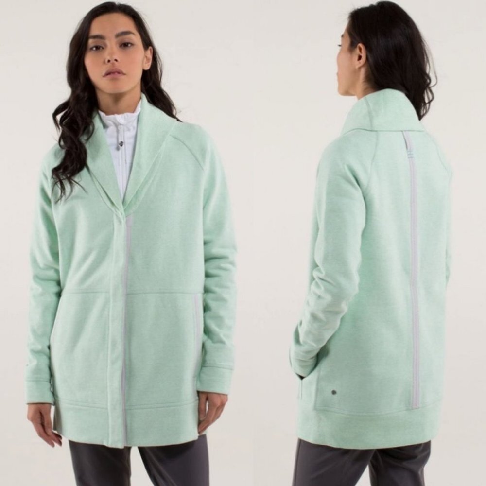 Lululemon Green Fleece Sweater Jacket Shacket Size 4 Coat‎ Yin To My Yang Cardi